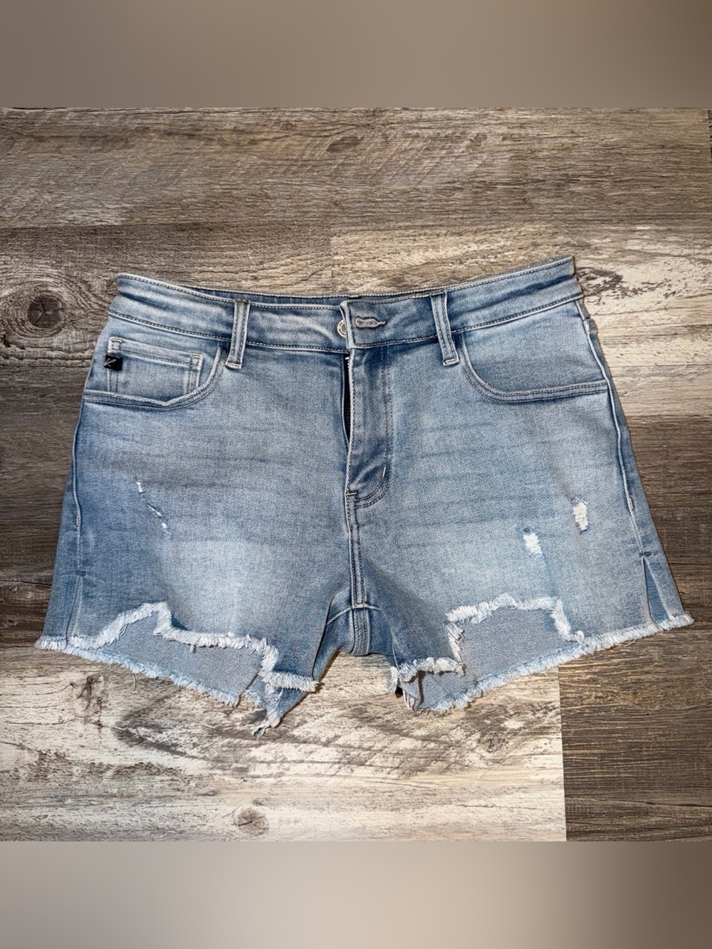 KanCan Light Blue Distressed High-Rise Denim Shorts size 9